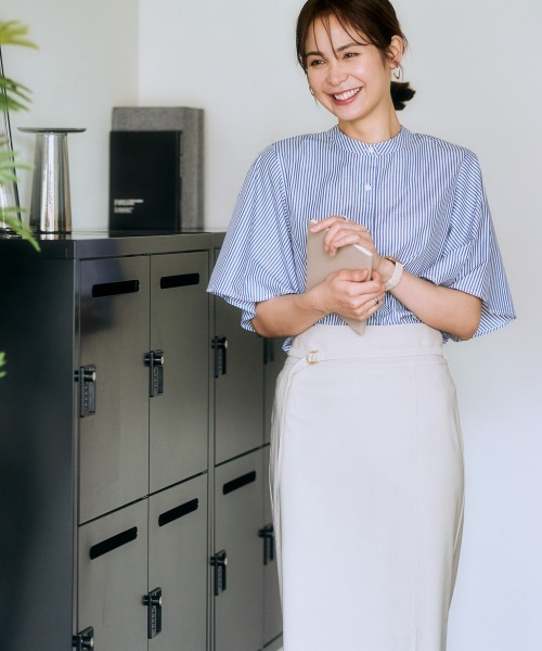 7days Life Styling（セブンデイズライフスタイリング）の「ストレッチベルト付きナロースカート（接触冷感）（スカート・レディース・グレー/ブラック/ベージュ・S/M/L/LL）」の4枚目の写真