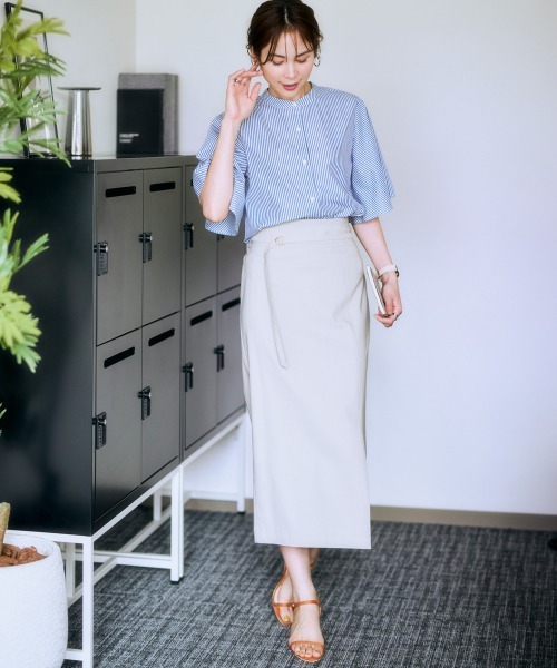 7days Life Styling（セブンデイズライフスタイリング）の「ストレッチベルト付きナロースカート（接触冷感）（スカート・レディース・グレー/ブラック/ベージュ・S/M/L/LL）」の5枚目の写真