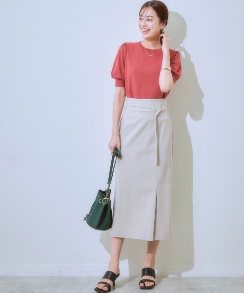 7days Life Styling（セブンデイズライフスタイリング）の「ストレッチベルト付きナロースカート（接触冷感）（スカート・レディース・グレー/ブラック/ベージュ・S/M/L/LL）」の8枚目の写真