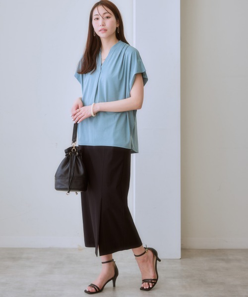 7days Life Styling（セブンデイズライフスタイリング）の「ストレッチベルト付きナロースカート（接触冷感）（スカート・レディース・グレー/ブラック/ベージュ・S/M/L/LL）」の11枚目の写真