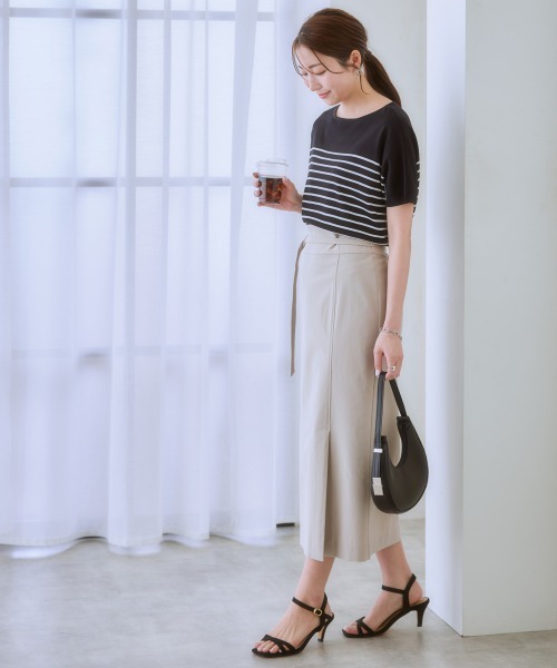 7days Life Styling（セブンデイズライフスタイリング）の「ストレッチベルト付きナロースカート（接触冷感）（スカート・レディース・グレー/ブラック/ベージュ・S/M/L/LL）」の9枚目の写真