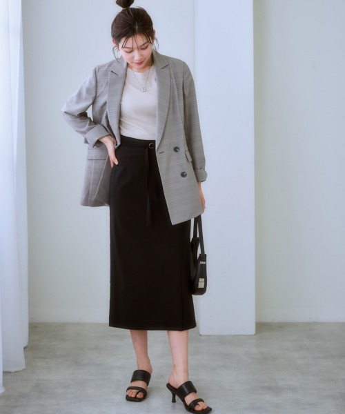 7days Life Styling（セブンデイズライフスタイリング）の「ストレッチベルト付きナロースカート（接触冷感）（スカート・レディース・グレー/ブラック/ベージュ・S/M/L/LL）」の16枚目の写真