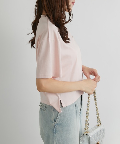 La boutique BonBon（ラブティックボンボン）の「ハート刺繍Tシャツ（Tシャツ/カットソー・レディース・ピンク/ホワイト/チャコールグレー/オフホワイト・FREE）」の7枚目の写真