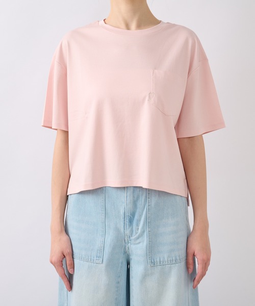 La boutique BonBon（ラブティックボンボン）の「ハート刺繍Tシャツ（Tシャツ/カットソー・レディース・ピンク/ホワイト/チャコールグレー/オフホワイト・FREE）」の12枚目の写真