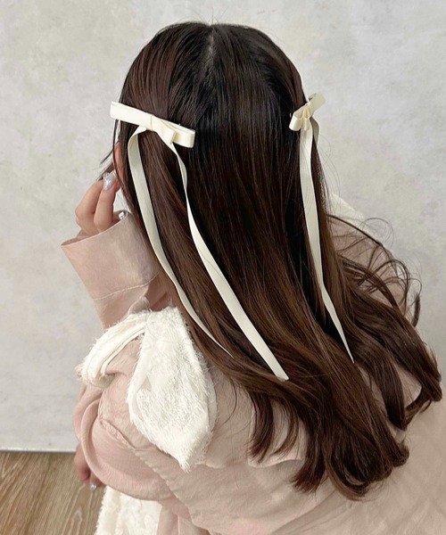 arpege story リボン付きテーラージレ　新品未使用 apres jour clair×ARIAZ】ロングリボンクリップ2SET（バレッタ/ヘア