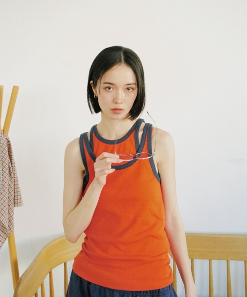 common gull products.(コモンガルプロダクツ)の「2面性タンクトップ(タンクトップ・レディース・ネイビー/オレンジ・フリー)」の2枚目の写真