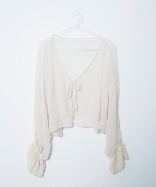 Crisp（クリスプ）の「クリンクルシフォンボレロ（カーディガン/ボレロ・レディース・ピンクベージュ/アイボリー・FREE）」の20枚目の写真