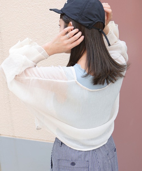 Crisp（クリスプ）の「クリンクルシフォンボレロ（カーディガン/ボレロ・レディース・ピンクベージュ/アイボリー・FREE）」の7枚目の写真