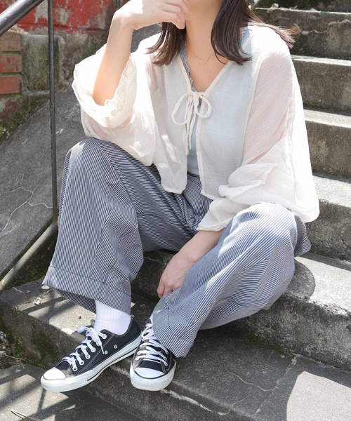 Crisp（クリスプ）の「クリンクルシフォンボレロ（カーディガン/ボレロ・レディース・ピンクベージュ/アイボリー・FREE）」の13枚目の写真