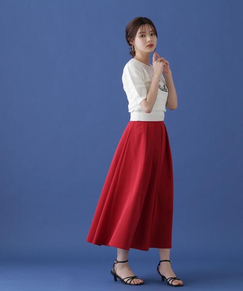 PROPORTION BODY DRESSING（プロポーションボディドレッシング）の「タフタタックスカート / 1214220605（スカート・レディース・レッド/ネイビー/オフホワイト・MEDIUM/SMALL）」の3枚目の写真
