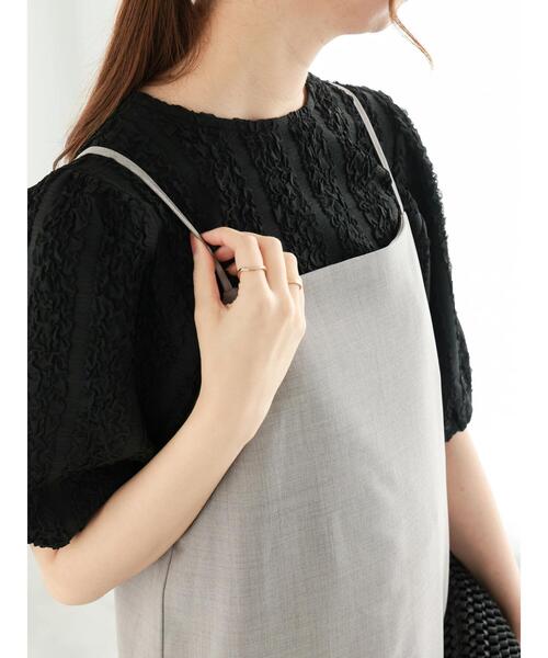 Te chichi（テチチ）の「フクレジャカードボリューム袖プルオーバー（Tシャツ/カットソー・レディース・ブラック/オフホワイト・F）」の2枚目の写真