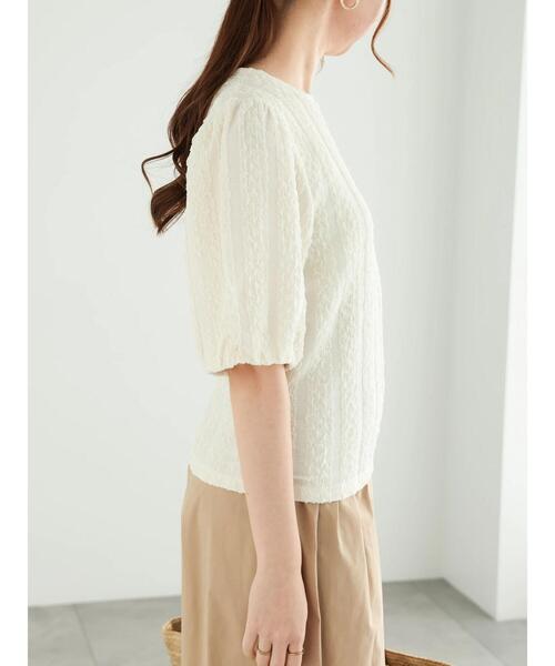 Te chichi（テチチ）の「フクレジャカードボリューム袖プルオーバー（Tシャツ/カットソー・レディース・ブラック/オフホワイト・F）」の6枚目の写真