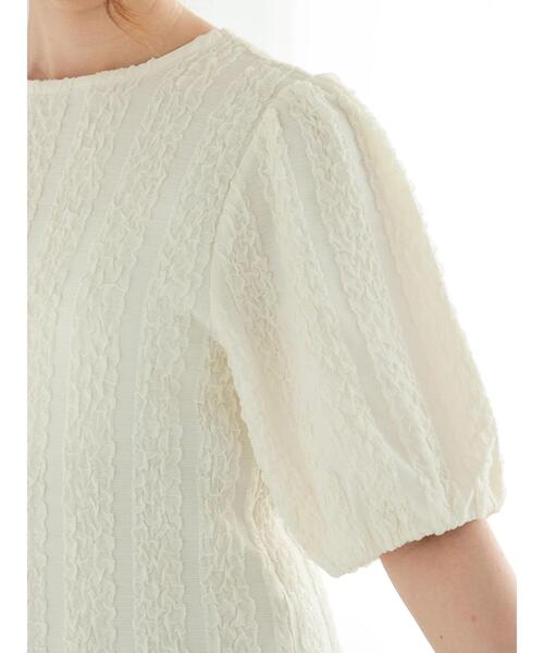 Te chichi（テチチ）の「フクレジャカードボリューム袖プルオーバー（Tシャツ/カットソー・レディース・ブラック/オフホワイト・F）」の3枚目の写真