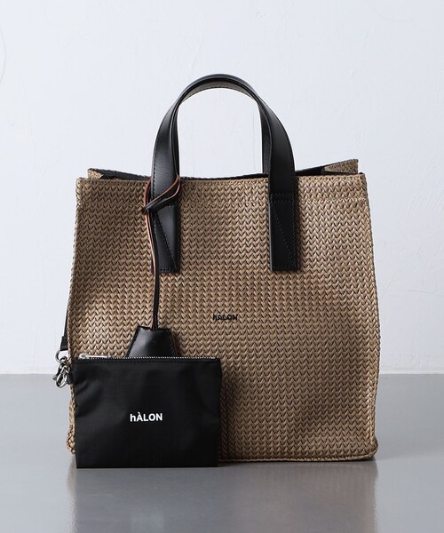 hALON（アーロン）の「＜hALON＞ ソフト メッシュ ミニ トートバッグ（トートバッグ・メンズ・ベージュ/ダークブラウン・FREE）」の2枚目の写真