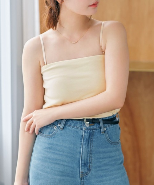 COHINA（コヒナ）の「カップ付きベアキャミソール【低身長・小柄女性】（キャミソール・レディース・グレイッシュベージュ/ライトベージュ/ブラック・ONE SIZE）」の3枚目の写真