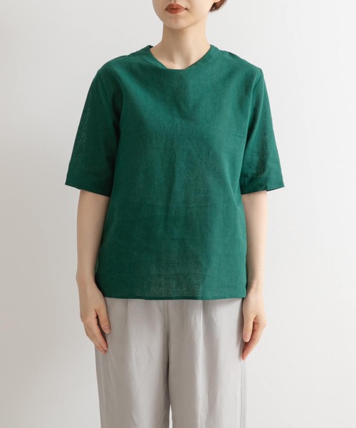 URBAN RESEARCH DOORS（アーバンリサーチドアーズ）の「リネンコットンバックリボンブラウス（シャツ/ブラウス・レディース・ブラック/オフホワイト/グリーン・MEDIUM）」の6枚目の写真