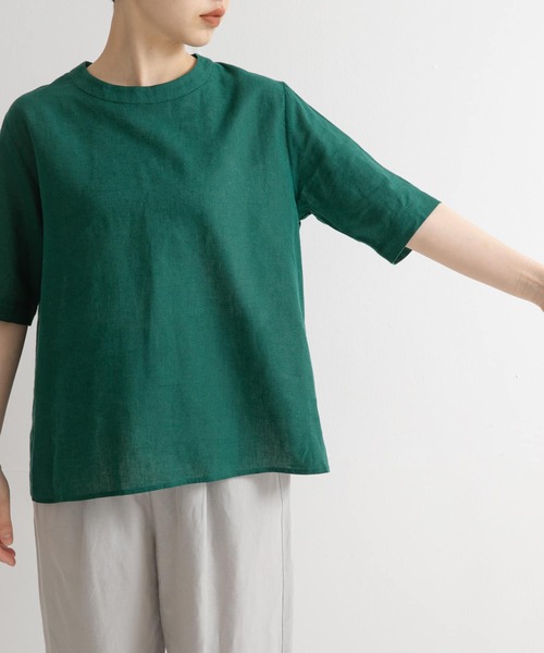 URBAN RESEARCH DOORS（アーバンリサーチドアーズ）の「リネンコットンバックリボンブラウス（シャツ/ブラウス・レディース・ブラック/オフホワイト/グリーン・MEDIUM）」の9枚目の写真