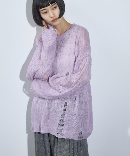 THE YOn(ザヨン)の「ダメージシアーケーブルニットプル THE YOn(ザヨン)の「ダメージシアーケーブルニットプル