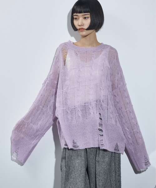 THE YOn(ザヨン)の「ダメージシアーケーブルニットプル THE YOn(ザヨン)の「ダメージシアーケーブルニットプル