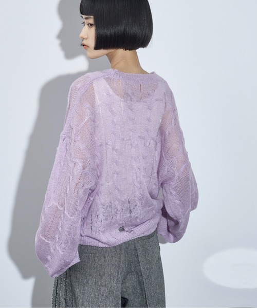 THE YOn（ザヨン）の「ダメージシアーケーブルニットプル