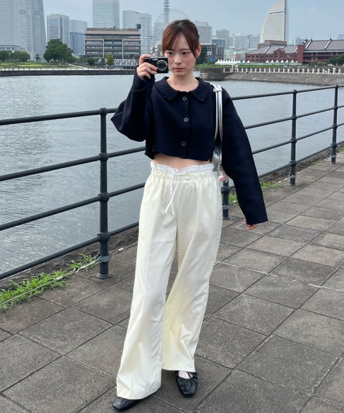 Birthday room（バースデイルーム）の「ピンストライプダブルウエストパンツ / pinstripe double waist pants（スラックス・レディース・オフホワイト/グレー/ネイビー・FREE）」の9枚目の写真