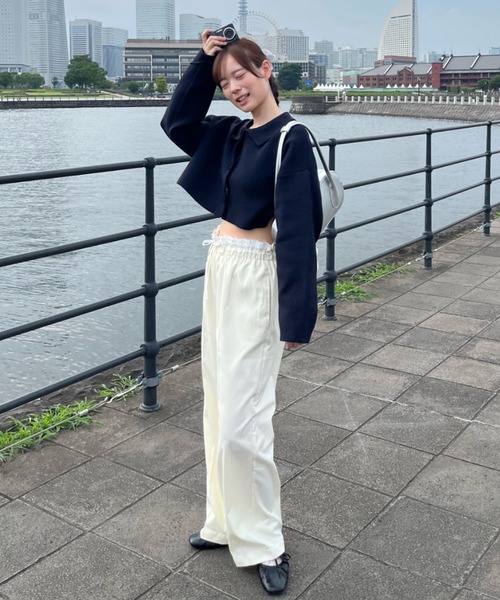 Birthday room（バースデイルーム）の「ピンストライプダブルウエストパンツ / pinstripe double waist pants（スラックス・レディース・オフホワイト/グレー/ネイビー・FREE）」の10枚目の写真