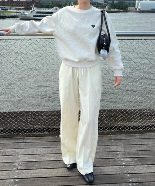 Birthday room（バースデイルーム）の「ピンストライプダブルウエストパンツ / pinstripe double waist pants（スラックス・レディース・オフホワイト/グレー/ネイビー・FREE）」の12枚目の写真