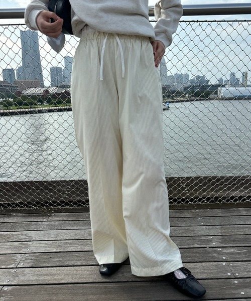 Birthday room（バースデイルーム）の「ピンストライプダブルウエストパンツ / pinstripe double waist pants（スラックス・レディース・オフホワイト/グレー/ネイビー・FREE）」の15枚目の写真
