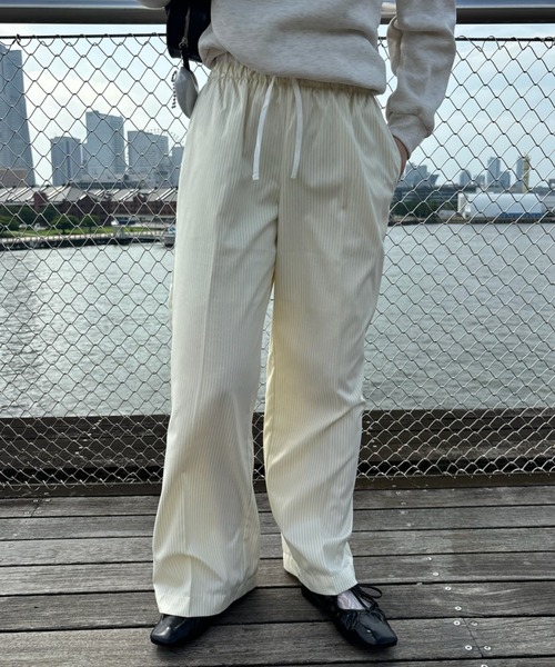 Birthday room（バースデイルーム）の「ピンストライプダブルウエストパンツ / pinstripe double waist pants（スラックス・レディース・オフホワイト/グレー/ネイビー・FREE）」の16枚目の写真