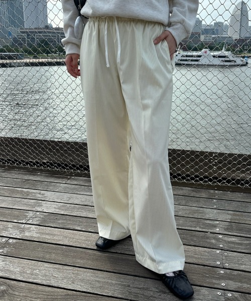 Birthday room（バースデイルーム）の「ピンストライプダブルウエストパンツ / pinstripe double waist pants（スラックス・レディース・オフホワイト/グレー/ネイビー・FREE）」の17枚目の写真