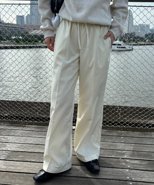 Birthday room（バースデイルーム）の「ピンストライプダブルウエストパンツ / pinstripe double waist pants（スラックス・レディース・オフホワイト/グレー/ネイビー・FREE）」の18枚目の写真