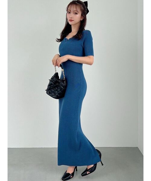 ⚠️Tokukai公式アカウント05さまご確認用⚠️プランテーション ワンピース セール】ギャザーポイントタイトニットワンピース（ワンピース