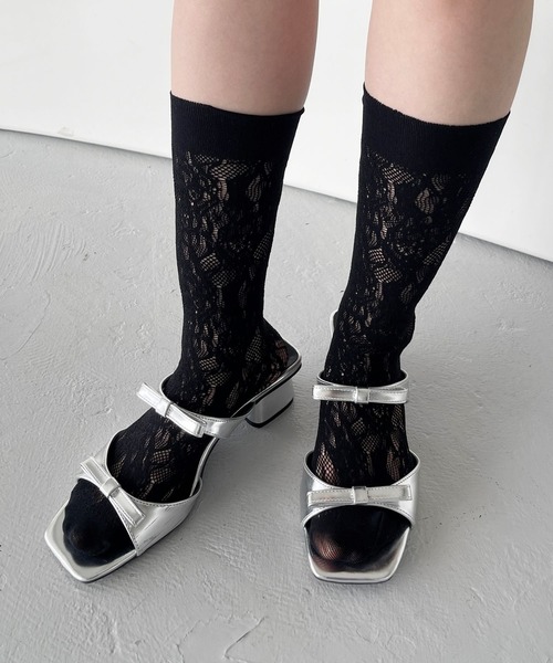 Heather(ヘザー)の「レースSOX 137310(ソックス/靴下・レディース・ホワイト/ブラック・FREE)」の1枚目の写真