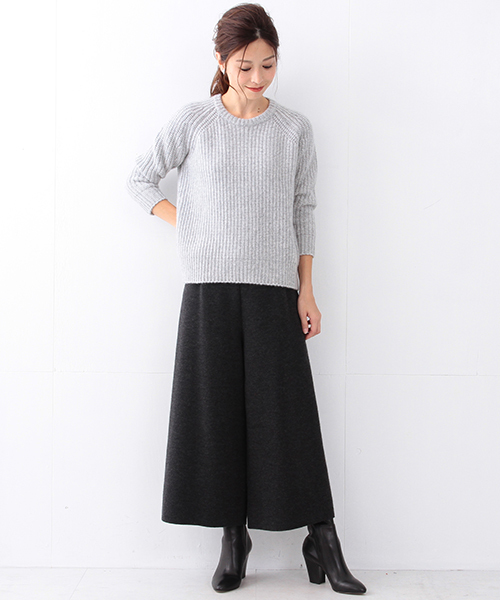 Demi-Luxe BEAMS（デミルクス ビームス）の「【BAILA1月号掲載】Demi-Luxe BEAMS / ミラノリブ ワイドパンツ（その他パンツ・レディース・チャコールグレー/ネイビー・ONE SIZE）」の16枚目の写真