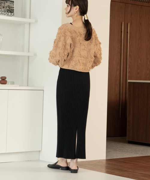 hinari（ヒナリ）の「Iラインシルエットニットスカート（スカート・レディース・チャコールグレー/ブラック/アイボリー・SMALL/X-SMALL/FREE）」の9枚目の写真