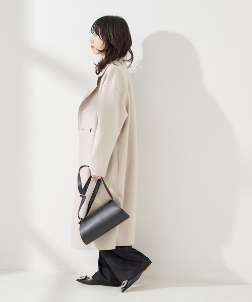 HARRIS WHARF LONDON(ハリスワーフロンドン)の「別注【HARRIS WHARF LONDON】Women dropped shoulder d.b.coa:コート(その他アウター・レディース・オートミール/ネイビー/パープル・40)」の5枚目の写真