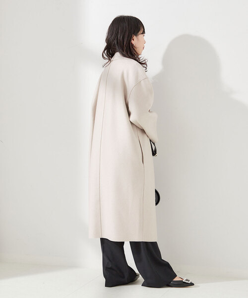 HARRIS WHARF LONDON(ハリスワーフロンドン)の「別注【HARRIS WHARF LONDON】Women dropped shoulder d.b.coa:コート(その他アウター・レディース・オートミール/ネイビー/パープル・40)」の6枚目の写真