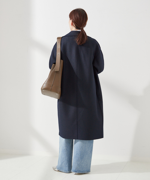 HARRIS WHARF LONDON(ハリスワーフロンドン)の「別注【HARRIS WHARF LONDON】Women dropped shoulder d.b.coa:コート(その他アウター・レディース・オートミール/ネイビー/パープル・40)」の10枚目の写真