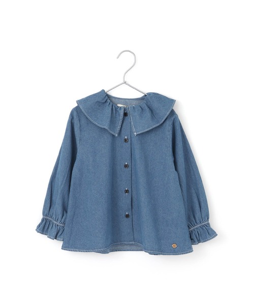 MAKE YOUR DAY（メイクユアデイ）の「ビッグフリルカラーブラウス■80～140cm（シャツ/ブラウス・キッズ・ベージュ/レッド/ブルー/オフホワイト・80/110/120/130/140/90/100）」の4枚目の写真