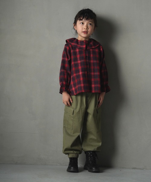 MAKE YOUR DAY（メイクユアデイ）の「ビッグフリルカラーブラウス■80～140cm（シャツ/ブラウス・キッズ・ベージュ/レッド/ブルー/オフホワイト・80/110/120/130/140/90/100）」の18枚目の写真