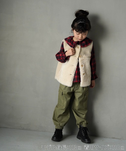 MAKE YOUR DAY（メイクユアデイ）の「ビッグフリルカラーブラウス■80～140cm（シャツ/ブラウス・キッズ・ベージュ/レッド/ブルー/オフホワイト・80/110/120/130/140/90/100）」の21枚目の写真