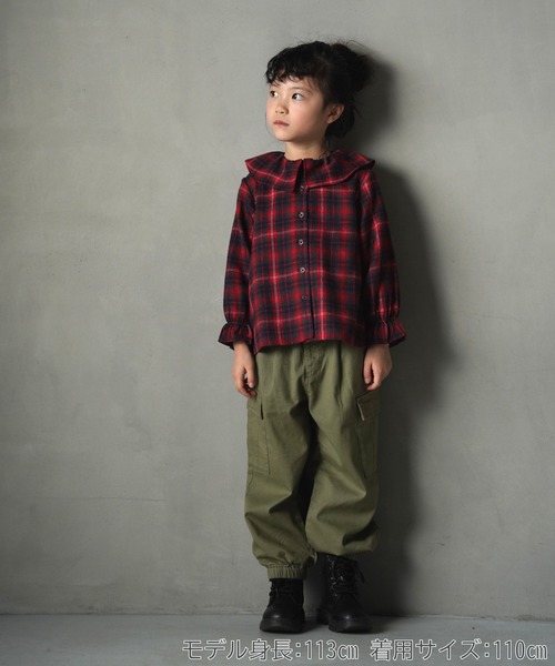 MAKE YOUR DAY（メイクユアデイ）の「ビッグフリルカラーブラウス■80～140cm（シャツ/ブラウス・キッズ・ベージュ/レッド/ブルー/オフホワイト・80/110/120/130/140/90/100）」の17枚目の写真