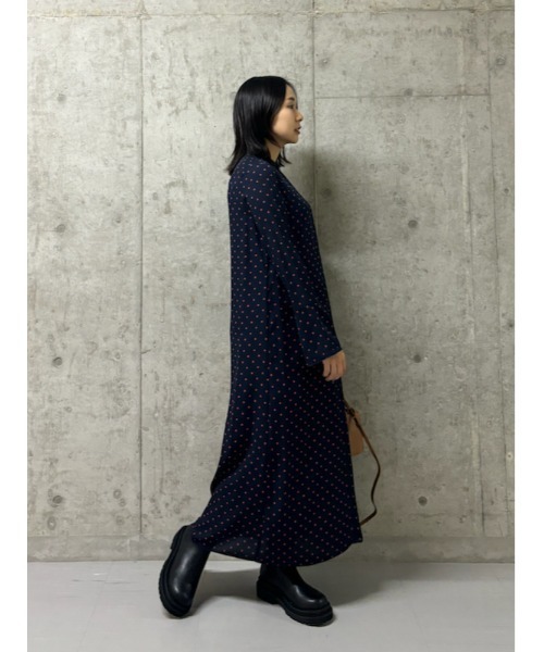 ミラオーウェン　MilaOwen 2025 クルーネック　ワンピース ウォッシャブル】クルーネックアメスリティアードロング