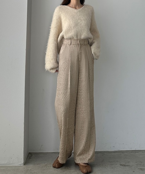 セール】薄手ツイードタックパンツ（スラックス）｜Louere（ルエレ）の