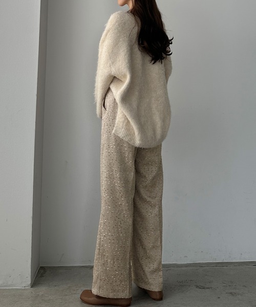Louere(ルエレ)の「薄手ツイードタックパンツ(スラックス・レディース・ブラック/アイボリー/グレイッシュベージュ・SMALL/MEDIUM/LARGE/X-LARGE)」の18枚目の写真