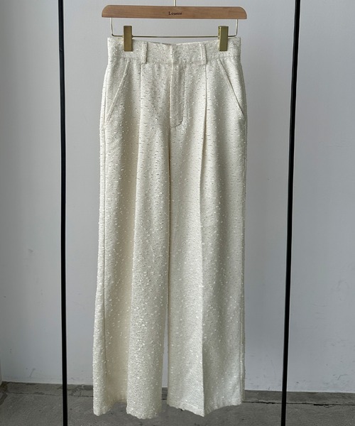 Louere(ルエレ)の「薄手ツイードタックパンツ(スラックス・レディース・ブラック/アイボリー/グレイッシュベージュ・SMALL/MEDIUM/LARGE/X-LARGE)」の20枚目の写真