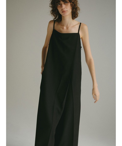 HER.ハー ツイード アシメロンパース オーバーオール サロペット ブラック HER.（ハー）の「ツイードアシメロンパース（サロペット