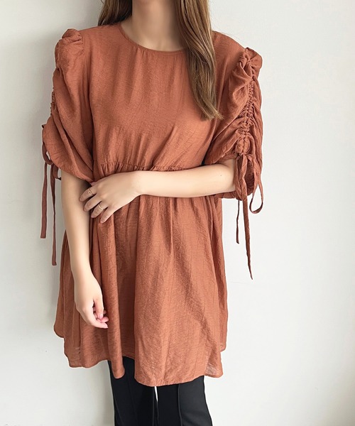 apres jour（アプレジュール）の「【apres jour mimi】ドロストスリーブチュニックブラウス【ZOZOTOWN限定アイテム】（シャツ/ブラウス・レディース・アイボリー/オレンジ/ミント・X-LARGE/フリー）」の3枚目の写真