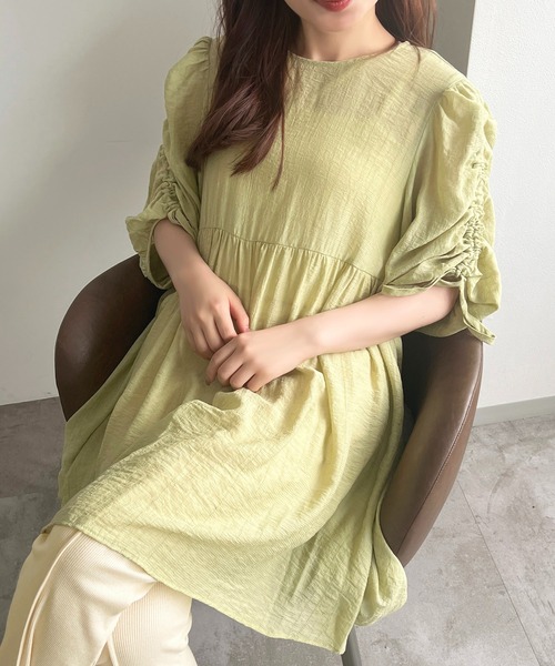 apres jour（アプレジュール）の「【apres jour mimi】ドロストスリーブチュニックブラウス【ZOZOTOWN限定アイテム】（シャツ/ブラウス・レディース・アイボリー/オレンジ/ミント・X-LARGE/フリー）」の18枚目の写真