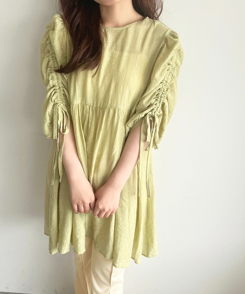 apres jour（アプレジュール）の「【apres jour mimi】ドロストスリーブチュニックブラウス【ZOZOTOWN限定アイテム】（シャツ/ブラウス・レディース・アイボリー/オレンジ/ミント・X-LARGE/フリー）」の16枚目の写真